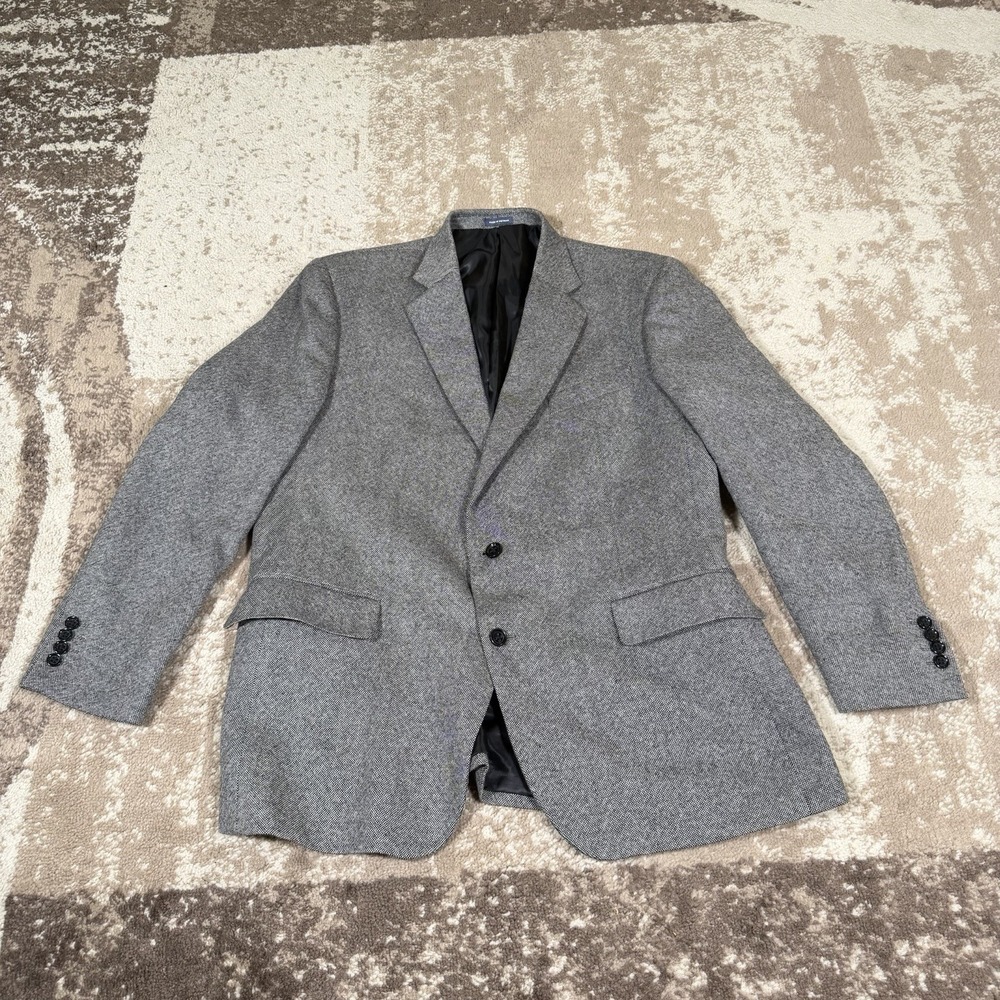 Stafford Blazer Mens 46R Gray‎ Merino Wool Tweed Sport Coat Jacket Classic